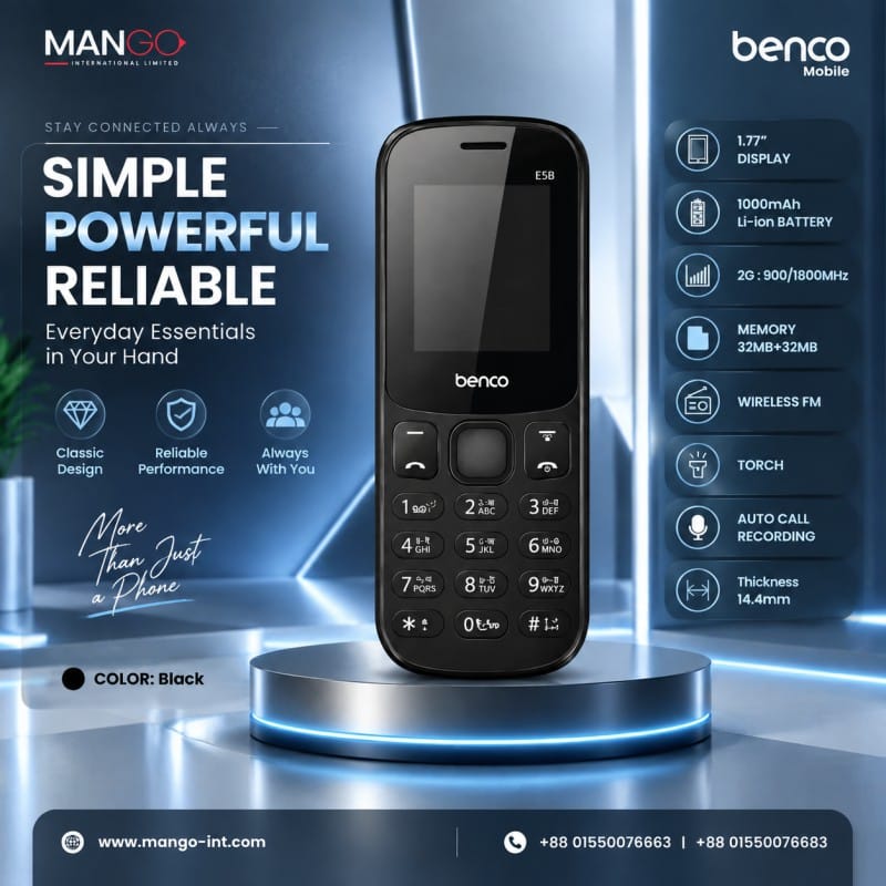 Picture of Benco E5B Feature Phone (Button Phone) - Black