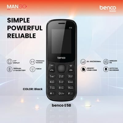Picture of Benco E5B Feature Phone (Button Phone) - Black