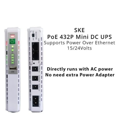Picture of SKE POE 432P Mini DC UPS 25Watt 5v 9v 12v & PoE support 15/24v (10400MAH UPDATE VERSION - White