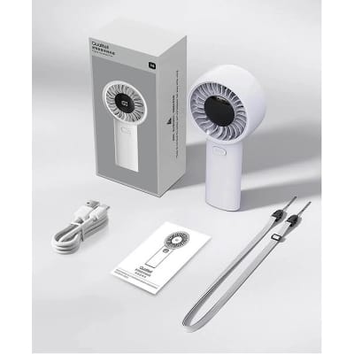 Picture of Qualitell Y4 Handheld Mini Fan: Digital Display 3600mAh Cooling - White