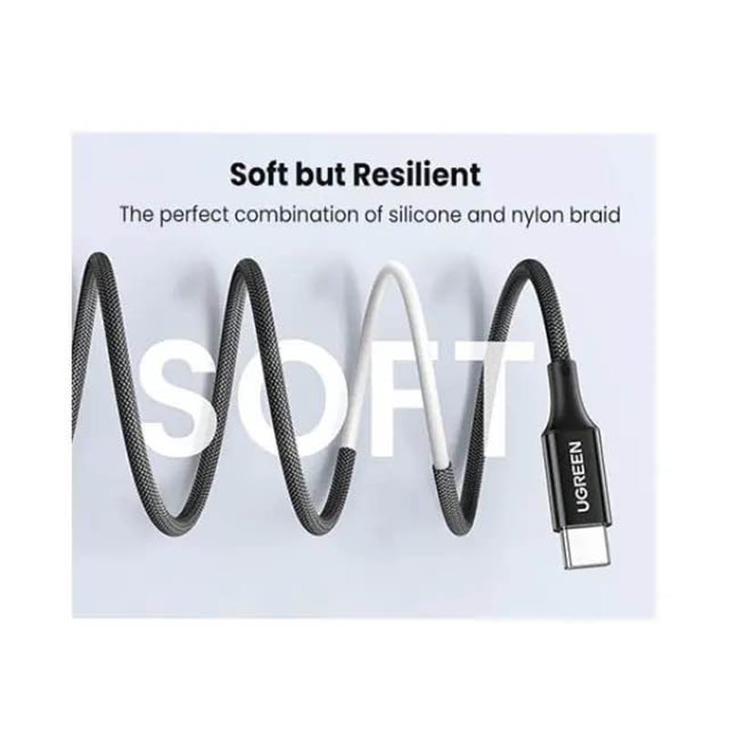 Picture of UGREEN US557 (15275) USB-C Silicone Fast Charging Cable - 1M - Black