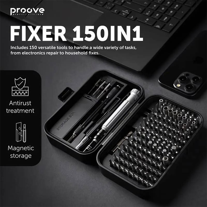 Picture of Proove Fixer 150-in-1 Screwdriver Tool Kit Set - Black