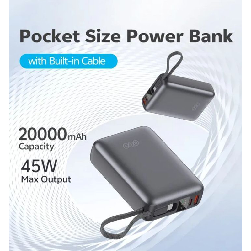 Picture of QCY PB20A 20000mAh 45W PD Fast Charging Mini Power bank - Black