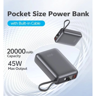 Picture of QCY PB20A 20000mAh 45W PD Fast Charging Mini Power bank - Black