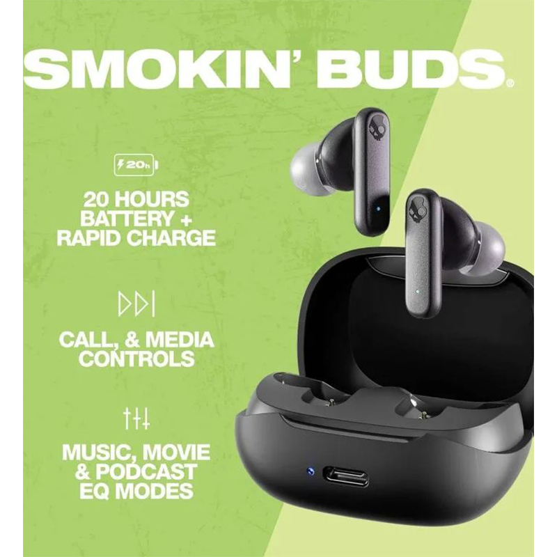 Picture of Skullcandy Smokin Buds IPX4 In-Ear Wireless Earbuds - Black