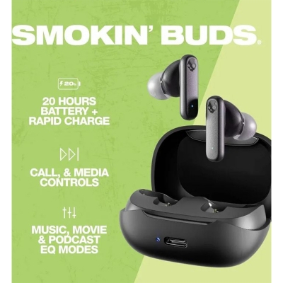 Picture of Skullcandy Smokin Buds IPX4 In-Ear Wireless Earbuds - Black