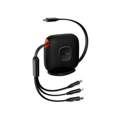 Picture of Baseus Traction Series Retractable 3-in-1 Fast Charging Cable Desktop Organizer Type-C to M+L+C 100W - Black