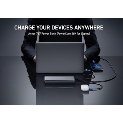 Picture of Anker PowerCore III Elite A1290 25600mAh Power Bank – 60W PD Fast Charge for Laptops | USB-C In/Out | Dual USB-A Output - Black