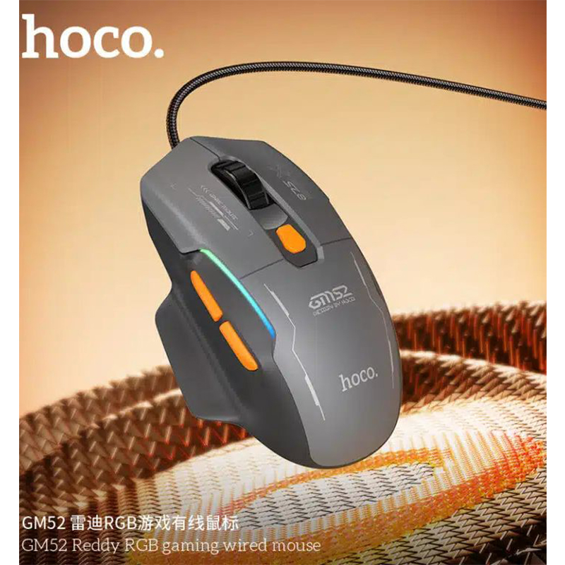 Picture of Hoco GM52 Reddy RGB Gaming Wired Mouse - Black