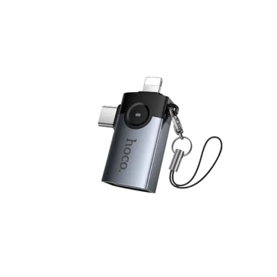 Picture of Hoco UA46D 2-in-1 OTG Adapter Lightning & Type-C to USB Converter - Black