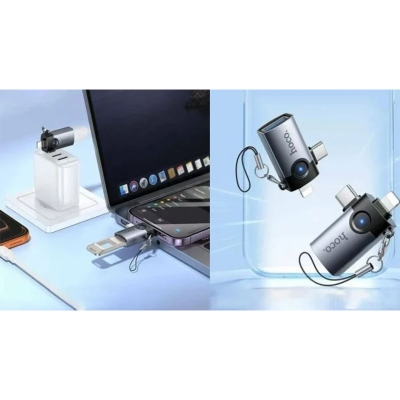 Picture of Hoco UA46D 2-in-1 OTG Adapter Lightning & Type-C to USB Converter - Black