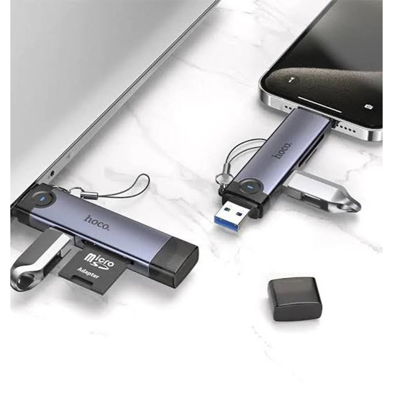 Picture of HOCO HB56B Victory 3-in-1 Type-C Lightning Card Reader with OTG
