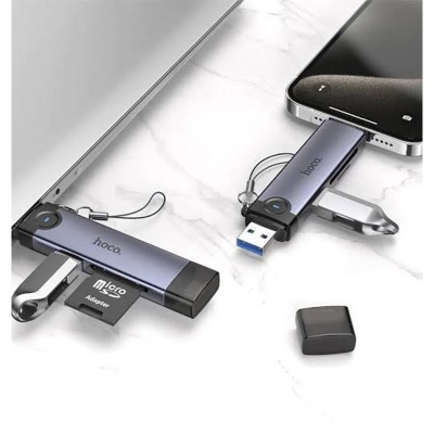 Picture of HOCO HB56B Victory 3-in-1 Type-C Lightning Card Reader with OTG