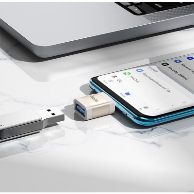 Picture of Hoco UA31C USB-C Male to USB-A Female Data Transfer OTG Adapter - Black