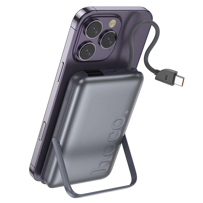 Picture of Hoco Q43 Clever 10000mAh Wireless Power Bank – MagSafe, Apple Watch Charger & Phone Holder - Black