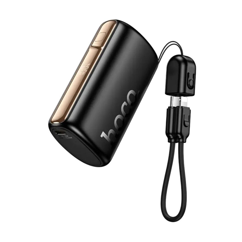 Picture of Hoco Q50 Victory 10000mAh PD20W Power Bank with Built-In USB-C & Lightning Cable - Black
