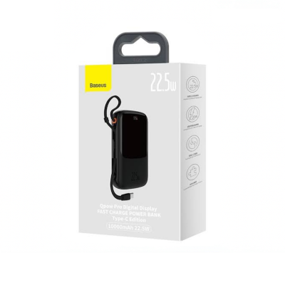 Picture of BASEUS Qpow Pro Digital Display Power Bank 10000mAh 20W with Lightning Cable - Black