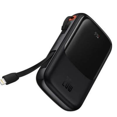 Picture of BASEUS Qpow Pro Digital Display Power Bank 10000mAh 20W with Lightning Cable - Black