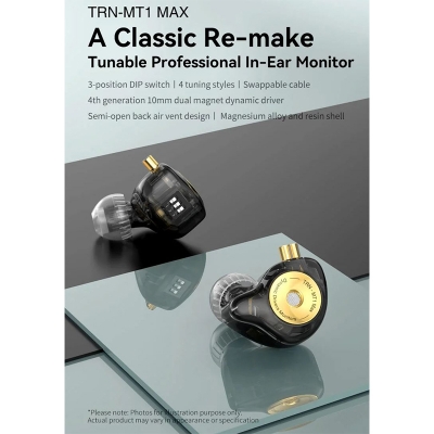 Picture of TRN MT1 MAX 10mm Dual Magnet Dynamic Driver Iems - Black