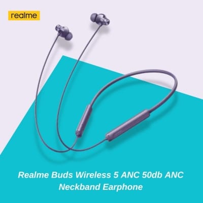 Picture of Realme Buds Wireless 5 ANC 50db ANC Neckband Earphone - Black