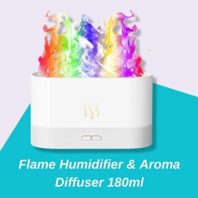 Picture of Flame Fire Humidifier Aromatherapy Diffuser Ultrasonic Aromatic Essences House Air Humidifier Home Bedoom Fragrance Diffusers - Black