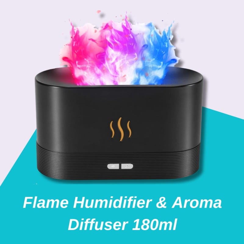 Picture of Flame Fire Humidifier Aromatherapy Diffuser Ultrasonic Aromatic Essences House Air Humidifier Home Bedoom Fragrance Diffusers - Black