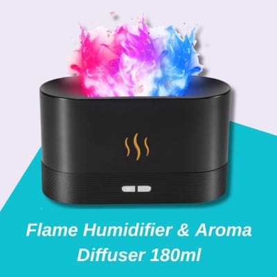 Picture of Flame Fire Humidifier Aromatherapy Diffuser Ultrasonic Aromatic Essences House Air Humidifier Home Bedoom Fragrance Diffusers - Black