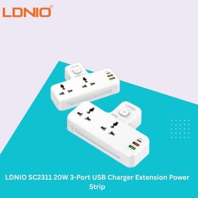 Picture of LDNIO SC2311 20W 3-Port USB Charger Extension Power Strip - White