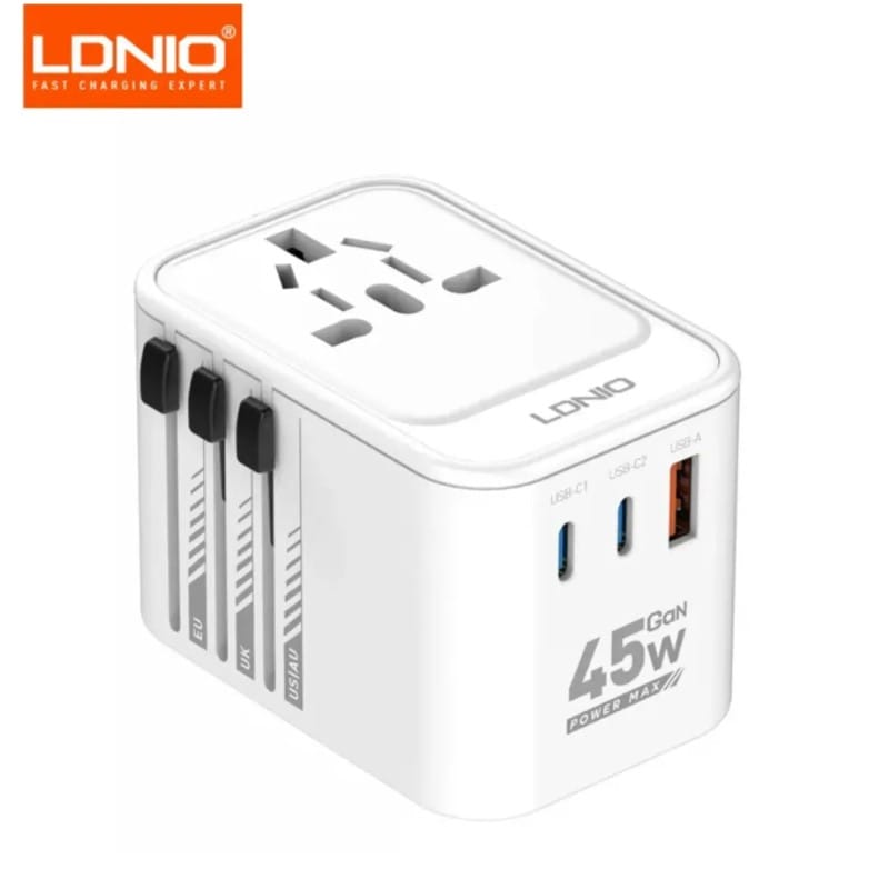 Picture of Ldnio Z8 45W GaN Universal Travel Adapter- Time Square - Size-One Size, White