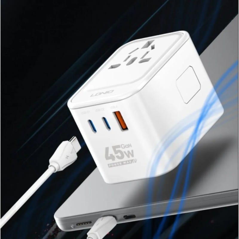 Picture of Ldnio Z8 45W GaN Universal Travel Adapter- Time Square - Size-One Size, White