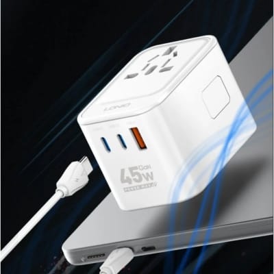 Picture of Ldnio Z8 45W GaN Universal Travel Adapter- Time Square - Size-One Size, White
