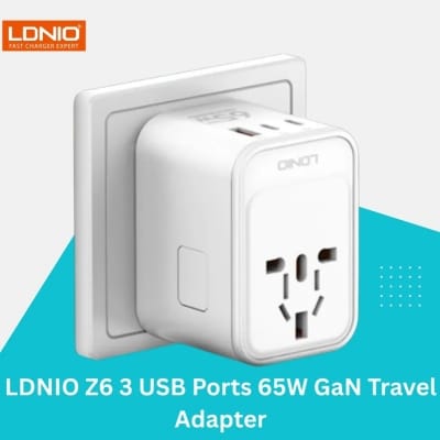 Picture of LDNIO Z6 3 USB Ports 65W GaN Travel Adapter- Time Square - Size-One Size, Off White