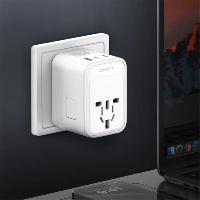 Picture of LDNIO Z6 3 USB Ports 65W GaN Travel Adapter- Time Square - Size-One Size, Off White