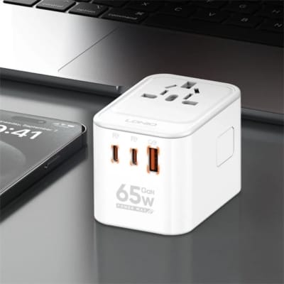 Picture of LDNIO Z6 3 USB Ports 65W GaN Travel Adapter- Time Square - Size-One Size, Off White