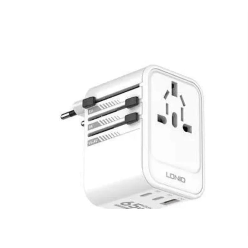 Picture of LDNIO Z6 3 USB Ports 65W GaN Travel Adapter- Time Square - Size-One Size, Off White
