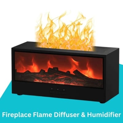 Picture of Fireplace Humidifier - 150ml Mini Fireplace Diffuser, Fireplace Oil Diffuser for Home Office, 7 Colors Light Flame Aroma Diffuser with Remote Control, Auto Off & Timer (Black) - Black