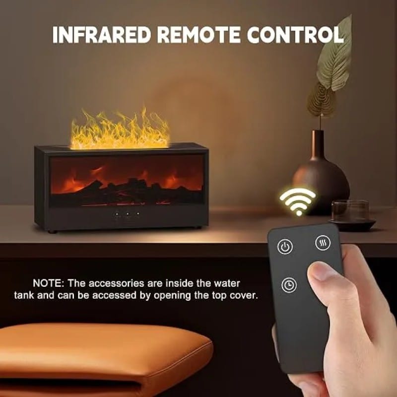 Picture of Fireplace Humidifier - 150ml Mini Fireplace Diffuser, Fireplace Oil Diffuser for Home Office, 7 Colors Light Flame Aroma Diffuser with Remote Control, Auto Off & Timer (Black) - Black