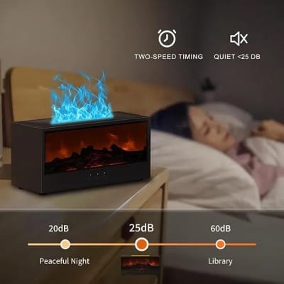 Picture of Fireplace Humidifier - 150ml Mini Fireplace Diffuser, Fireplace Oil Diffuser for Home Office, 7 Colors Light Flame Aroma Diffuser with Remote Control, Auto Off & Timer (Black) - Black