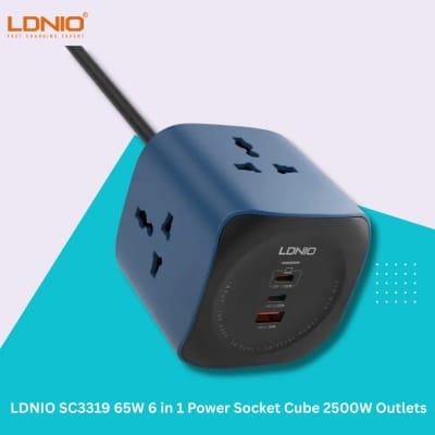 Picture of LDNIO SC3319 65W 6 in 1 Power Socket Cube 2500W Outlets - Black