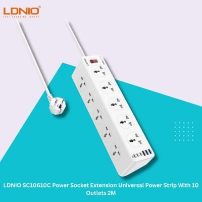 Picture of LDNIO SC10610C Power Socket Extension Universal Power Strip With 10 Outlets 2M - White