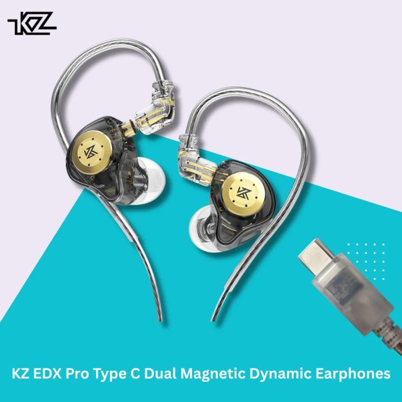 Picture of KZ EDX Pro Type C Dual Magnetic Dynamic Earphones with Mic - Cyan