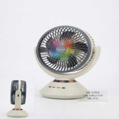 Picture of MK Super MK-2570 Rechargeable USB Table Fan with Solar Charging & 4-Speed Control
