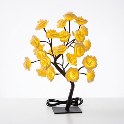 Picture of White Rose LED Tree Lamp – 24 Warm White Fairy Lights, USB Powered Tabletop Decor
