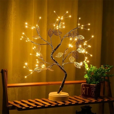 Picture of Tabletop Golden Leaf LED Tree Lamp Room Decor
