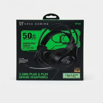 Picture of Hoco W106 3.5mm Plug & Play Immersive Gaming Headphones with 50mm Dynamic Driver & Noise-Cancelling Mic
