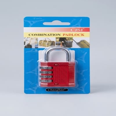 Picture of Red Zinc Alloy 4-Digit Password Combination Padlock – Keyless Security Lock for Suitcase & Bag
