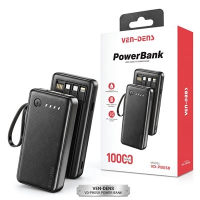 Picture of Ven-Dens VD-PB058 10000mAh High-Quality Portable Power Bank with Built-in Cables & Hanging Strap

