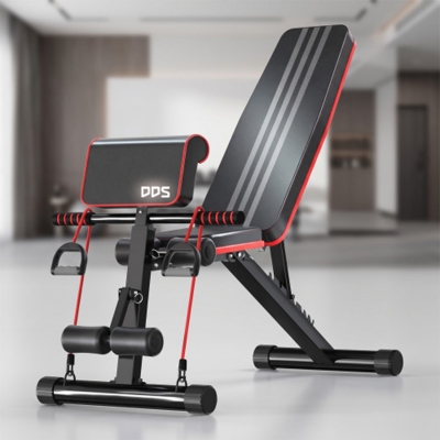 Picture of Multi-Function Adjustable Sit-Up & Weight Bench with Preacher Curl Pad and Resistance Bands DDS-1216
