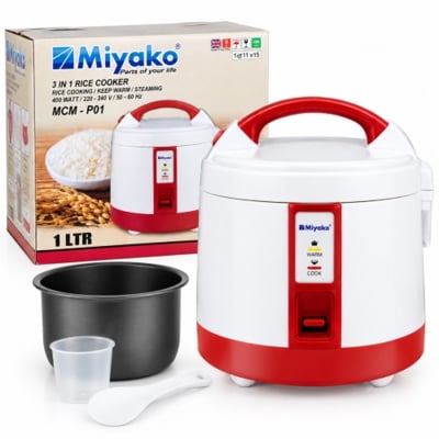 Picture of Miyako 1L Automatic Rice Cooker 400 Watt MCM-P01 – Non-Stick Food Steamer and Warmer for Small Family
