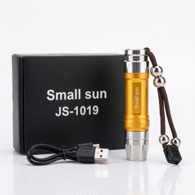 Picture of Small Sun JS 1019 Portable USB Rechargeable Mini LED Torch Light Pocket Flashlight with Lanyard
